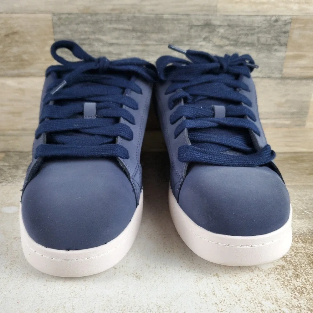 Volcom Stone Mens Work Shoes Sz 10 M Navy Blue Leather Composite Toe Lace Up
